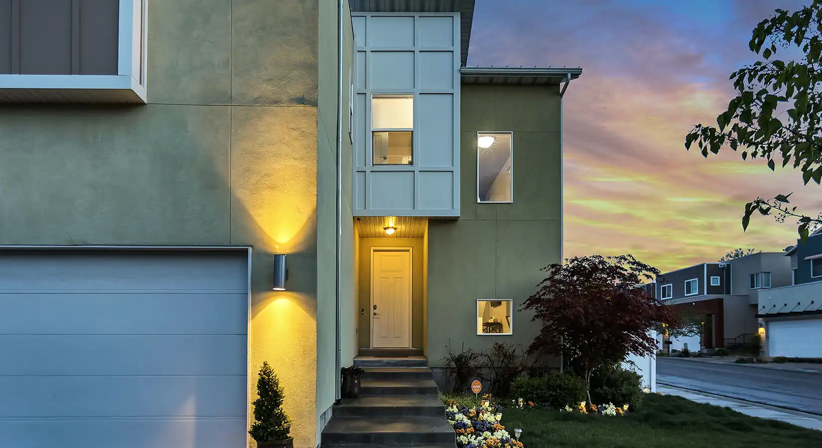Geothermal Market Acceleration House with sunset.