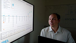 techno-economic-20688-cap Researcher projects an analysis table to a large screen.