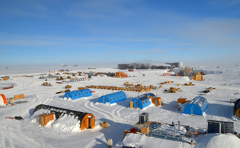 An aerial view of the South Pole station.