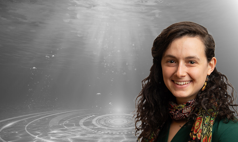 20250527-beneath-the-surface-why-bri-friedman-embraces-failure-hero A person wearing a scarf smiling with an underwater graphic behind them.